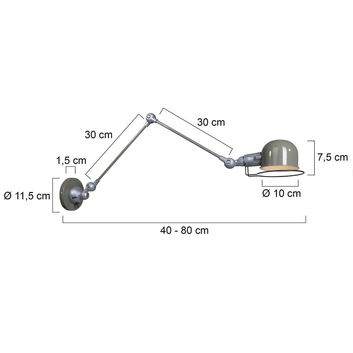 Wandlamp 1-lichts reflector - groen en aliminium - industrieel - Davin - Mexlite