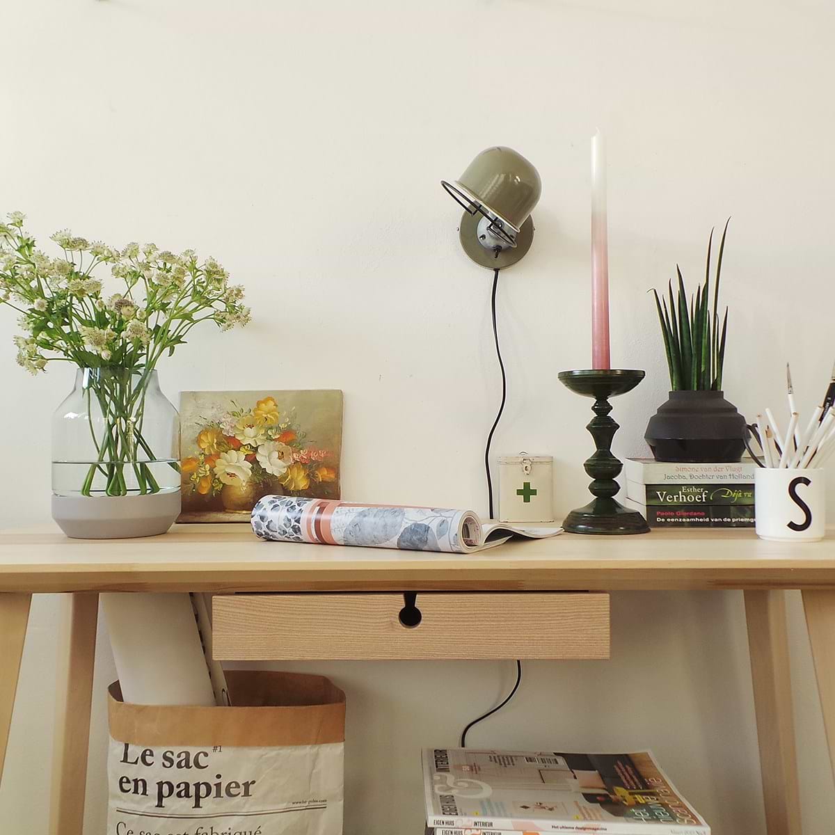 Wandlamp 1-lichts reflector, groen en aliminium, industrieel, Davin, Mexlite - Afbeelding 11