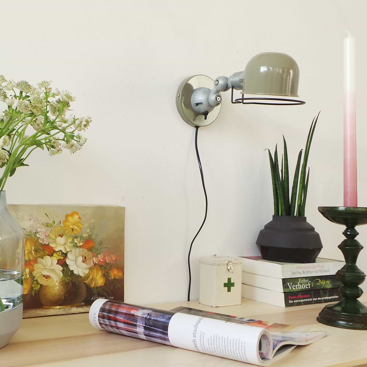 Wandlamp 1-lichts reflector - groen en aliminium - industrieel - Davin - Mexlite