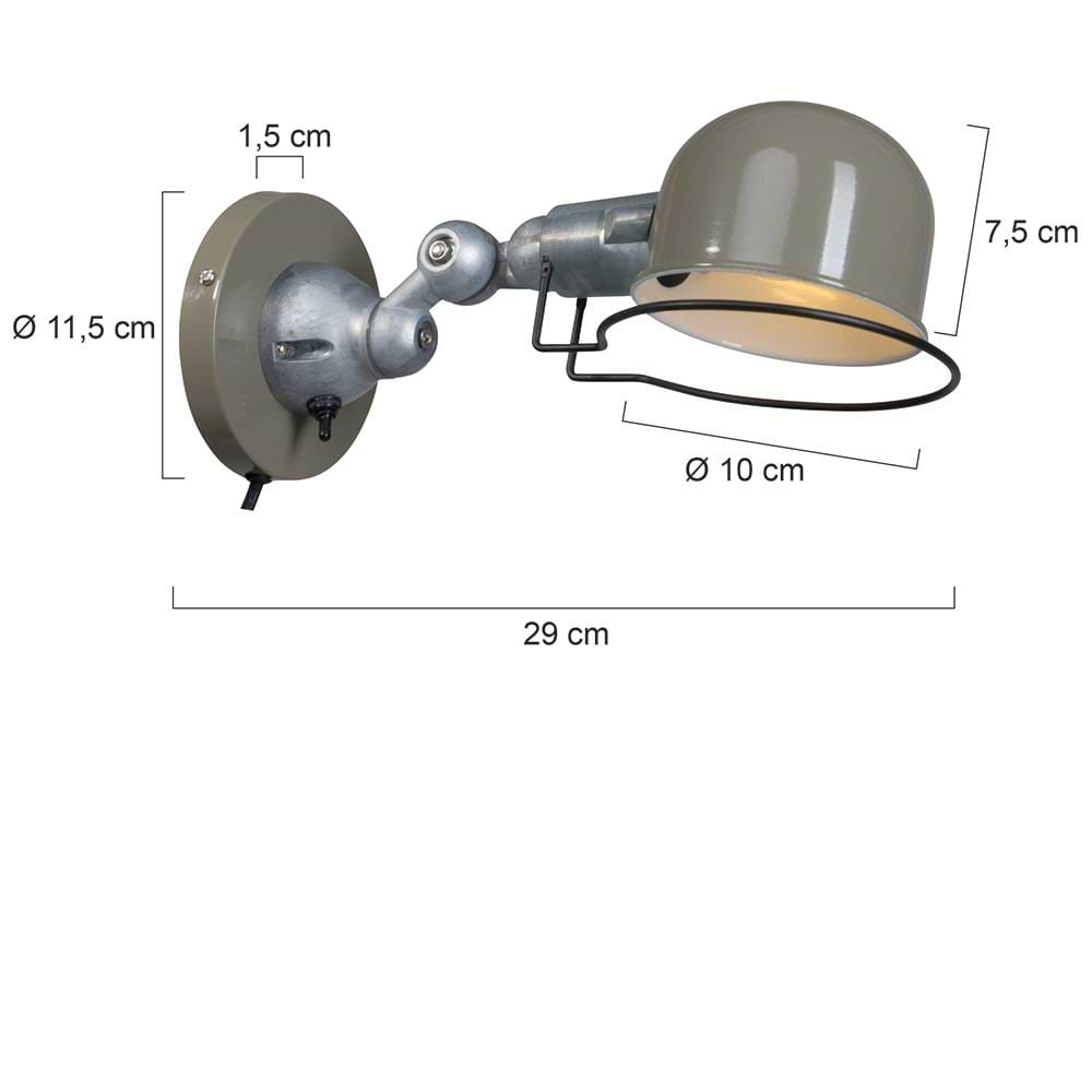Wandlamp 1-lichts reflector - groen en aliminium - industrieel - Davin - Mexlite