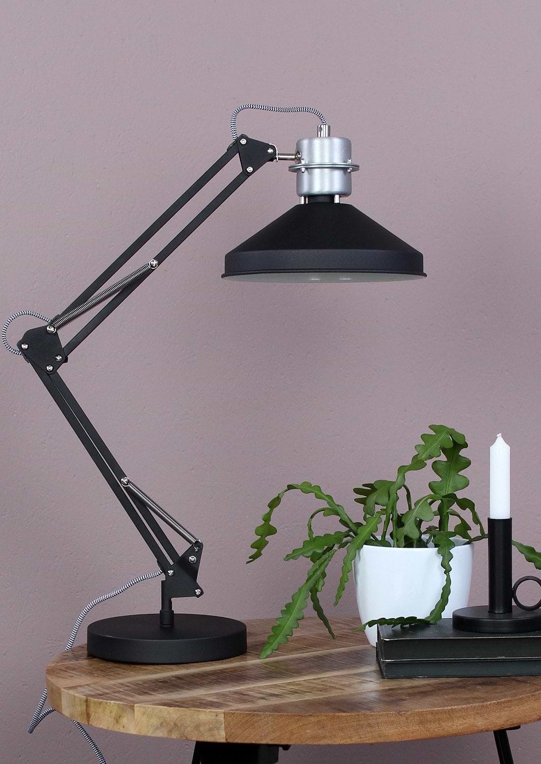 Industriële tafellamp, industriële bureaulamp,  1-lichts Knik ANNE LIGHTING, 7702ZW, Industriële tafellamp, industriële bureaulamp, - Bureaulamp- Anne Lighting- Zappa- Industrieel, Trendy- Zwart  Mat zwart- Metaal - Afbeelding 10