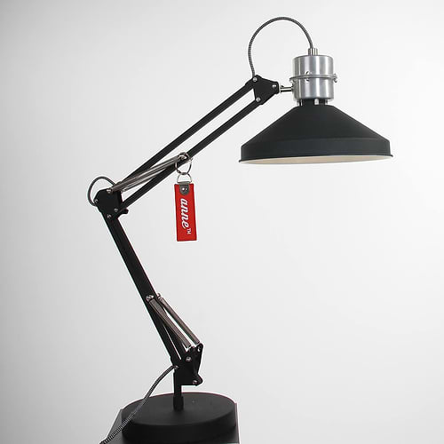 Industriële tafellamp - industriële bureaulamp -  1-lichts Knik ANNE LIGHTING - 7702ZW - Industriële tafellamp - industriële bureaulamp - - Bureaulamp- Anne Lighting- Zappa- Industrieel - Trendy- Zwart  Mat zwart- Metaal