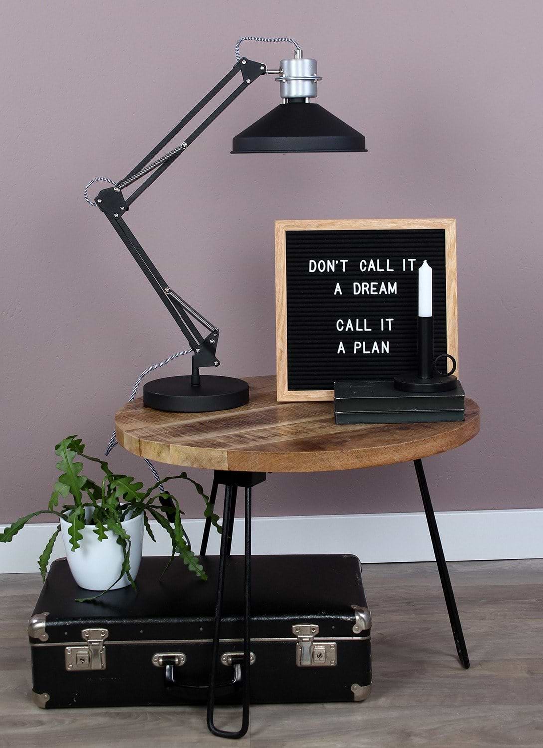 Industriële tafellamp - industriële bureaulamp -  1-lichts Knik ANNE LIGHTING - 7702ZW - Industriële tafellamp - industriële bureaulamp - - Bureaulamp- Anne Lighting- Zappa- Industrieel - Trendy- Zwart  Mat zwart- Metaal