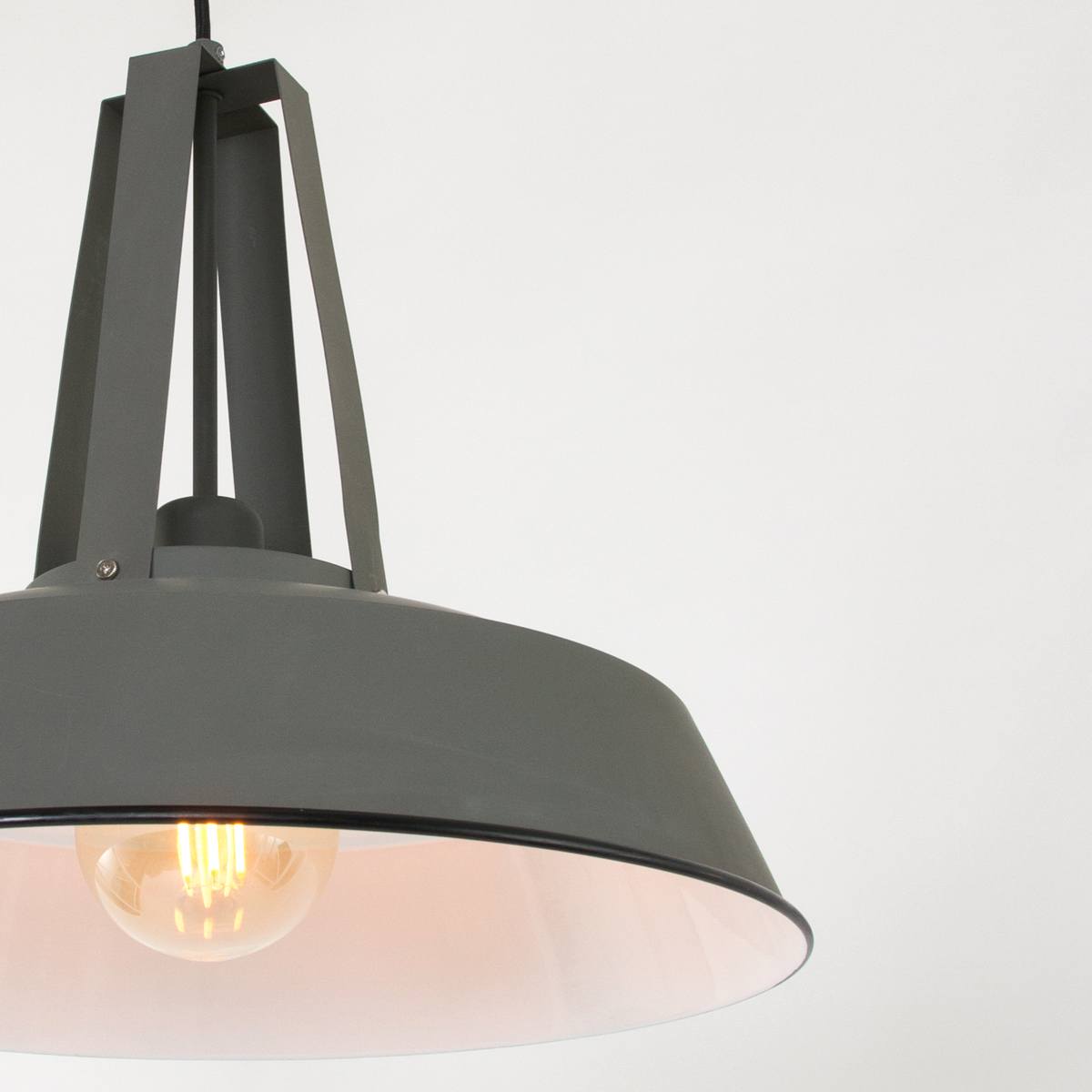industriële hanglamp 1-lichts metaal 43cm MEXLITE - 7704GR - industriële hanglamp - Industrielamp - Mexlite - Luna - Industrieel - Trendy Grijs Grijs - Metaal