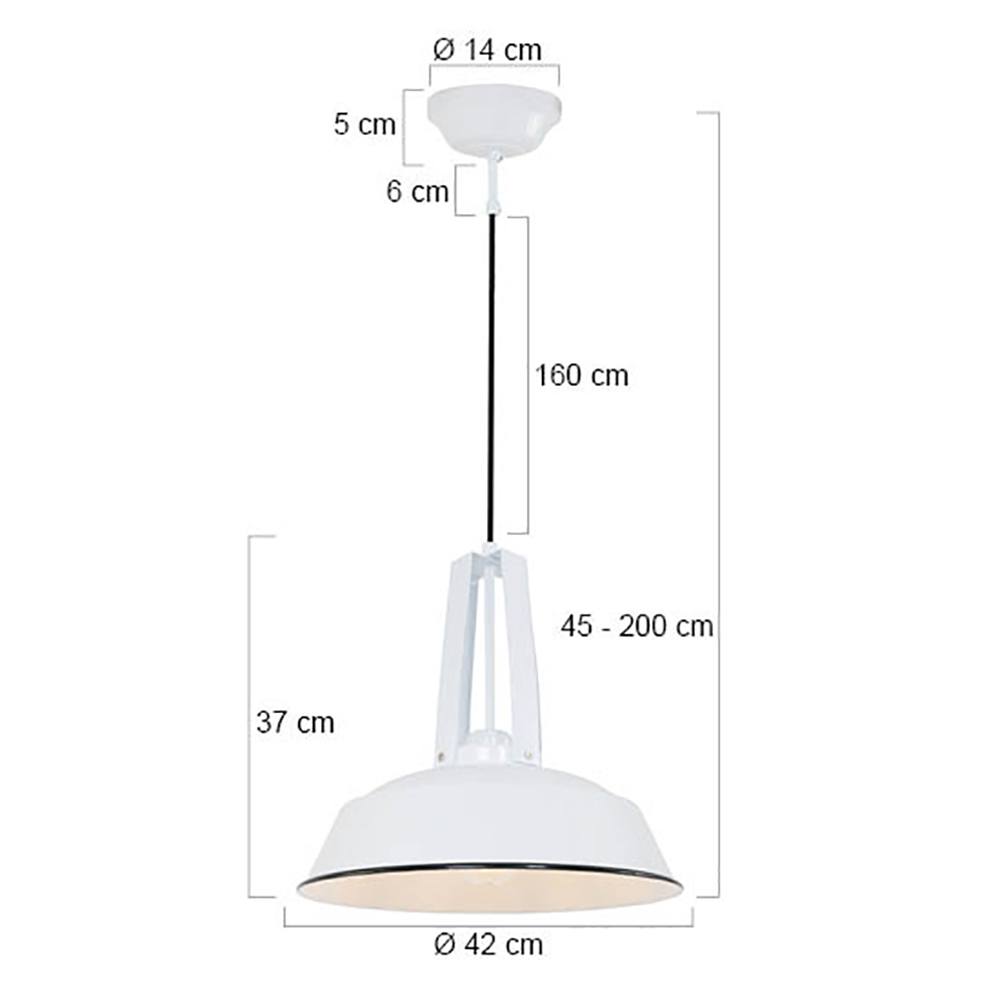 industriële hanglamp 1-lichts metaal 43cm MEXLITE - 7704W - industriële hanglamp - Industrielamp - Mexlite - Luna - Industrieel - Trendy Wit Wit- Metaal