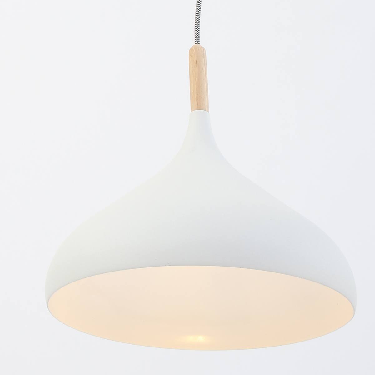 Hanglamp wit 30cm MEXLITE - 7730W - Hanglamp- Mexlite- Hella- Scandinavisch - Trendy- Wit  Wit met hout- Metaal Hout