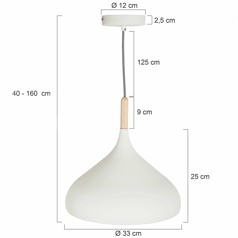 Hanglamp wit 30cm MEXLITE - 7730W - Hanglamp- Mexlite- Hella- Scandinavisch - Trendy- Wit  Wit met hout- Metaal Hout