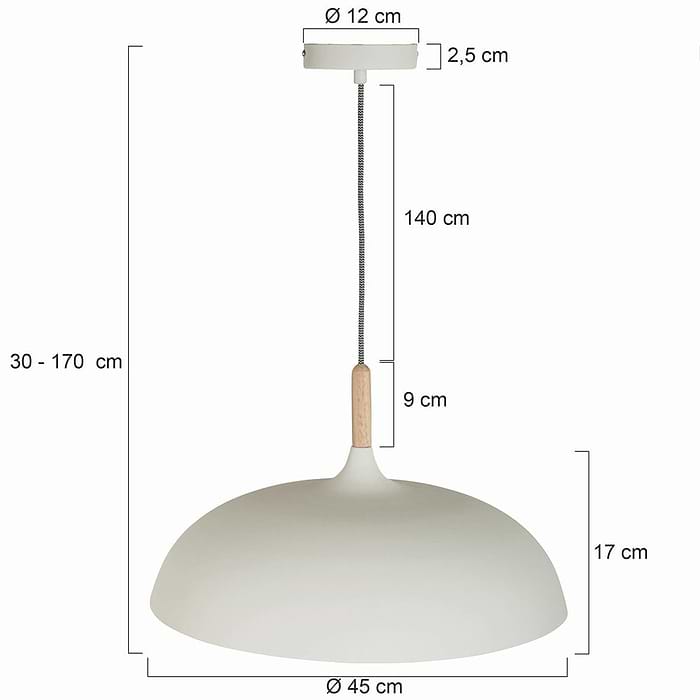Hanglamp wit 45cm MEXLITE - 7731W - Hanglamp- Mexlite- Hella- Scandinavisch - Trendy- Wit  Wit met hout- Metaal Hout