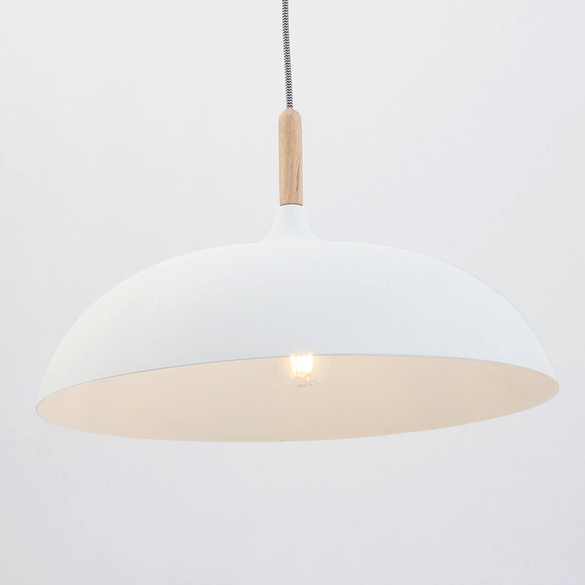 Hanglamp wit 45cm MEXLITE, 7731W, Hanglamp- Mexlite- Hella- Scandinavisch, Trendy- Wit  Wit met hout- Metaal Hout - Afbeelding 8