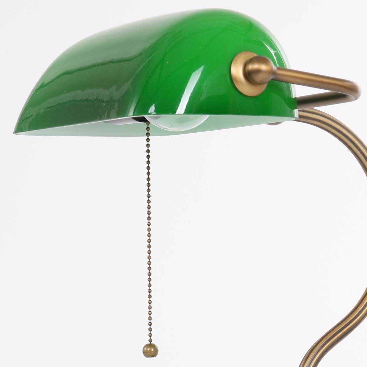Bureaulamp - tafellamp - leeslamp - 1-lichts glas MEXLITE - 7733BR - Tafellamp- Bureaulamp- Mexlite- Calais- Klassiek - Landelijk- Brons Groen Groen glas met bronzen voet- Metaal Glas