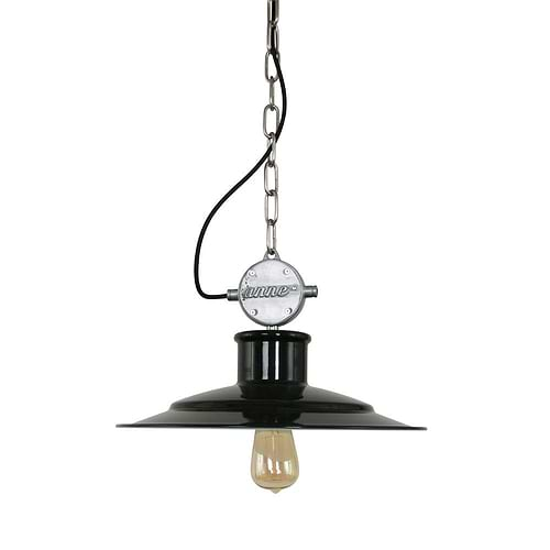 industriële hanglamp 1-lichts ANNE LIGHTING - 7737ZW - Industrielamp - Industriële hanglamp - Anne Lighting - Millstone - Industrieel - Stoer - Zwart Staal Zwart met stalen blok - Metaal