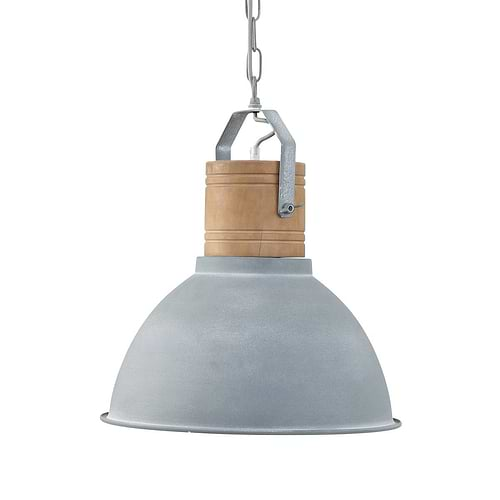 industriële hanglamp grijs/hout MEXLITE - 7781GR - industriële hanglamp - Industrie lamp - Mexlite - Denzel - Industrieel - Landelijk - Grijs Grijs met hout - Metaal Hout