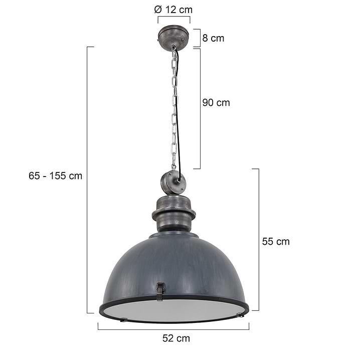 industriële hanglamp 1-lichts 52cm STEINHAUER - 7834GR - Industriële hanglamp - Industrielamp - Steinhauer - Bikkel XXL - Trendy - Industrieel - Grijs - Metaal Glas