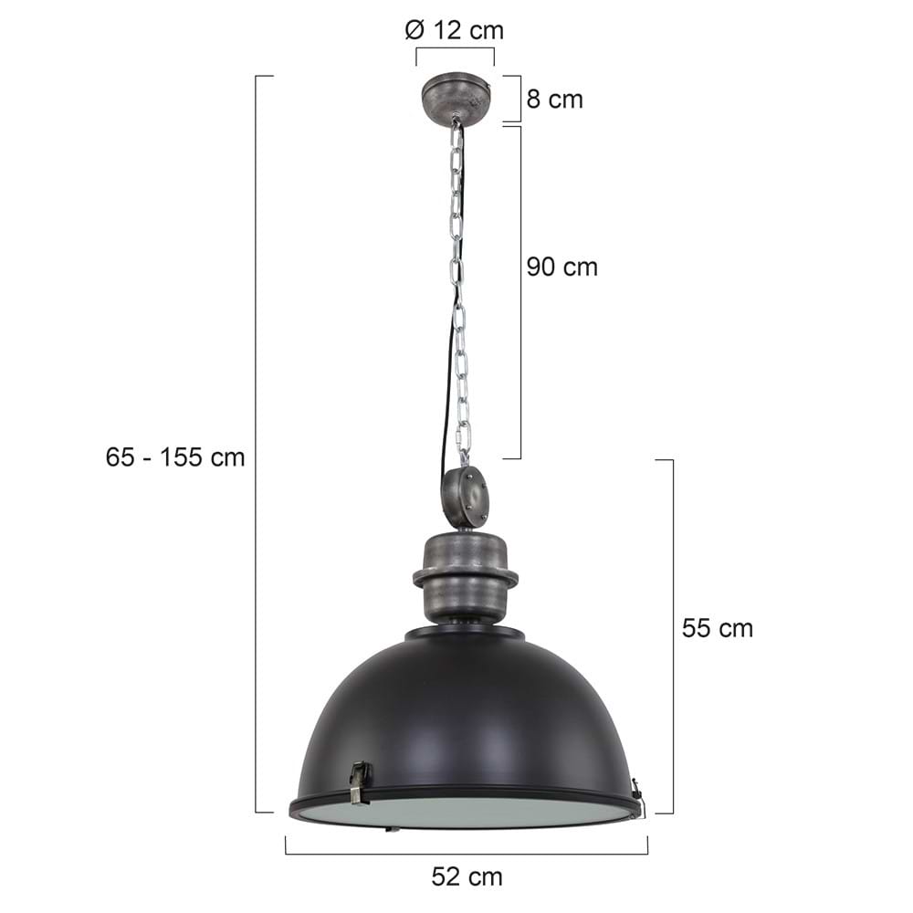industriële hanglamp 1-lichts 52cm STEINHAUER - 7834ZW - Industriële hanglamp - Industrielamp - Steinhauer - Bikkel XXL - Trendy - Industrieel - Zwart - Metaal Glas