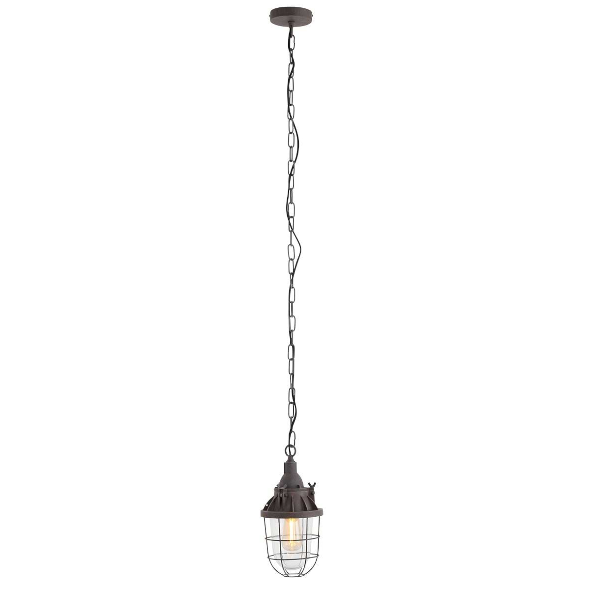 Industriële hanglamp 1-lichts lantaarn MEXLITE - 7890B - Industrie lamp - industriële hanglamp - Mexlite - Mistral - Industrieel - Landelijk - Bruin Authentiek bruin - Metaal Glas