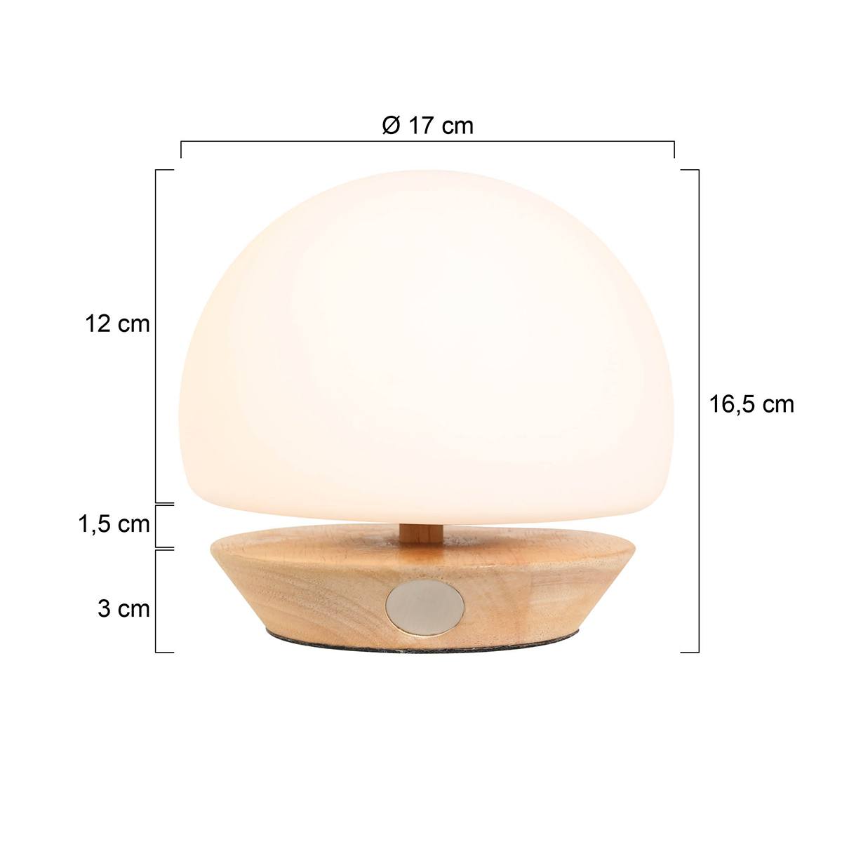 Tafellamp 1-lichts glas LED - beuken en wit - Ancilla - Steinhauer