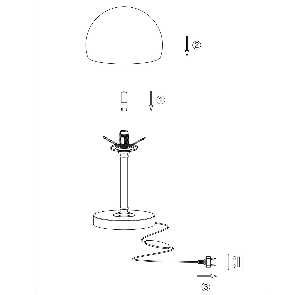 Tafellamp Mushroom Glas LED -7576ch- STEINHAUER, 7933CH, Tafellamp- Steinhauer- Ancilla- Modern- Wit Transparant, Metaal Glas - Afbeelding 8