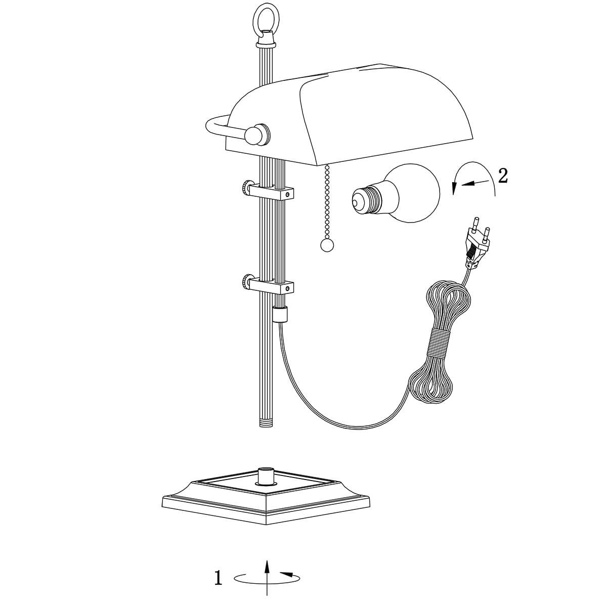 Bureaulamp, leeslamp, tafellamp 1-lichts glas STEINHAUER, 7961BR, Tafellamp- Bureaulamp- Steinhauer- Ancilla- Klassiek- Brons Groen, Metaal Glas - Afbeelding 9
