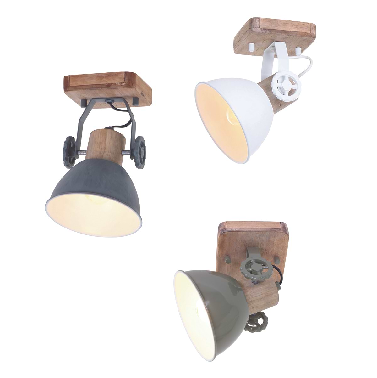 Spot 1-lichts - opbouw - landelijk - industrieel - voor plafond en wand - Spot 1-lichts E27 MEXLITE STEINHAUER - 7968G - Wandlamp - Plafondlamp - Spots - Mexlite - Gearwood spot - Trendy - Groen