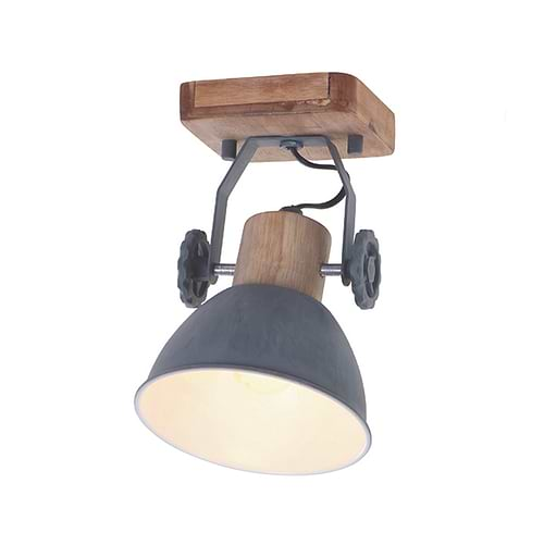 Spot 1-lichts - opbouw - landelijk - industrieel - voor plafond en wand - Spot 1-lichts E27 MEXLITE STEINHAUER - 7968GR - Wandlamp - Plafondlamp - Spots - Mexlite - Gearwood spot - Trendy - Grijs