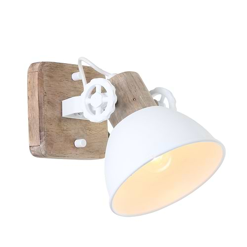 Spot 1-lichts - opbouw - landelijk - industrieel - voor plafond en wand - Spot 1-lichts E27 MEXLITE STEINHAUER - 7968W - Wandlamp - Plafondlamp - Spots - Mexlite - Gearwood spot - Trendy - Wit