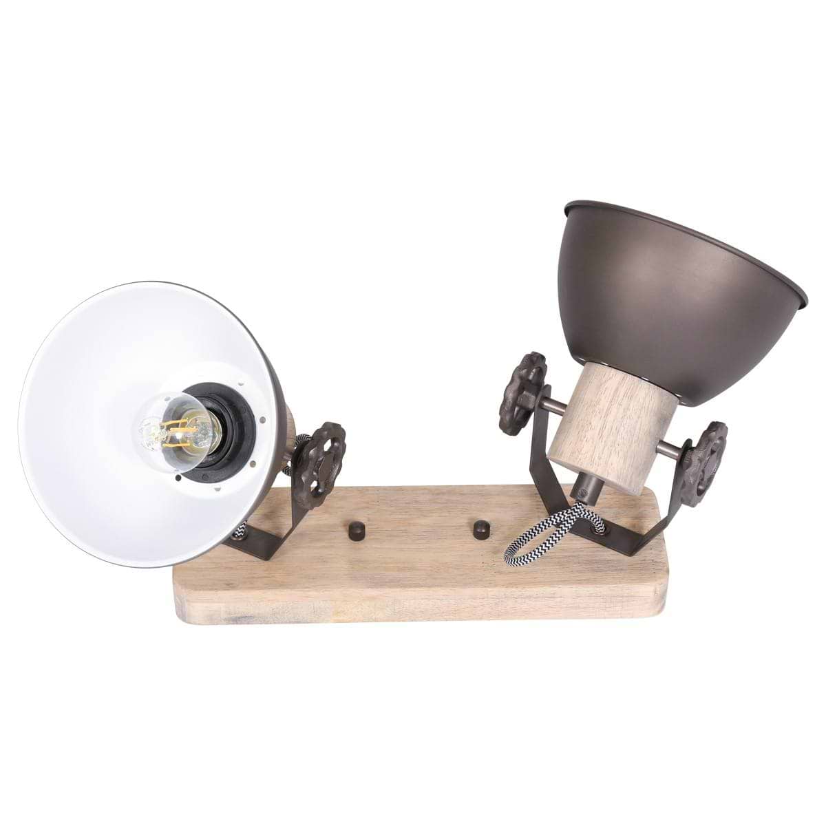 Plafondspot of wandspot 2-lichts E27, antraciet en hout, Gearwood, Mexlite - Afbeelding 7