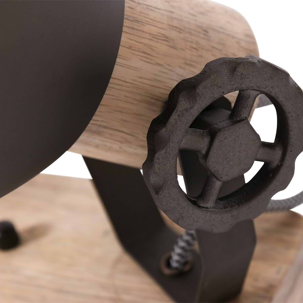 Plafondspot of wandspot 2-lichts E27 - antraciet en hout - Gearwood - Mexlite
