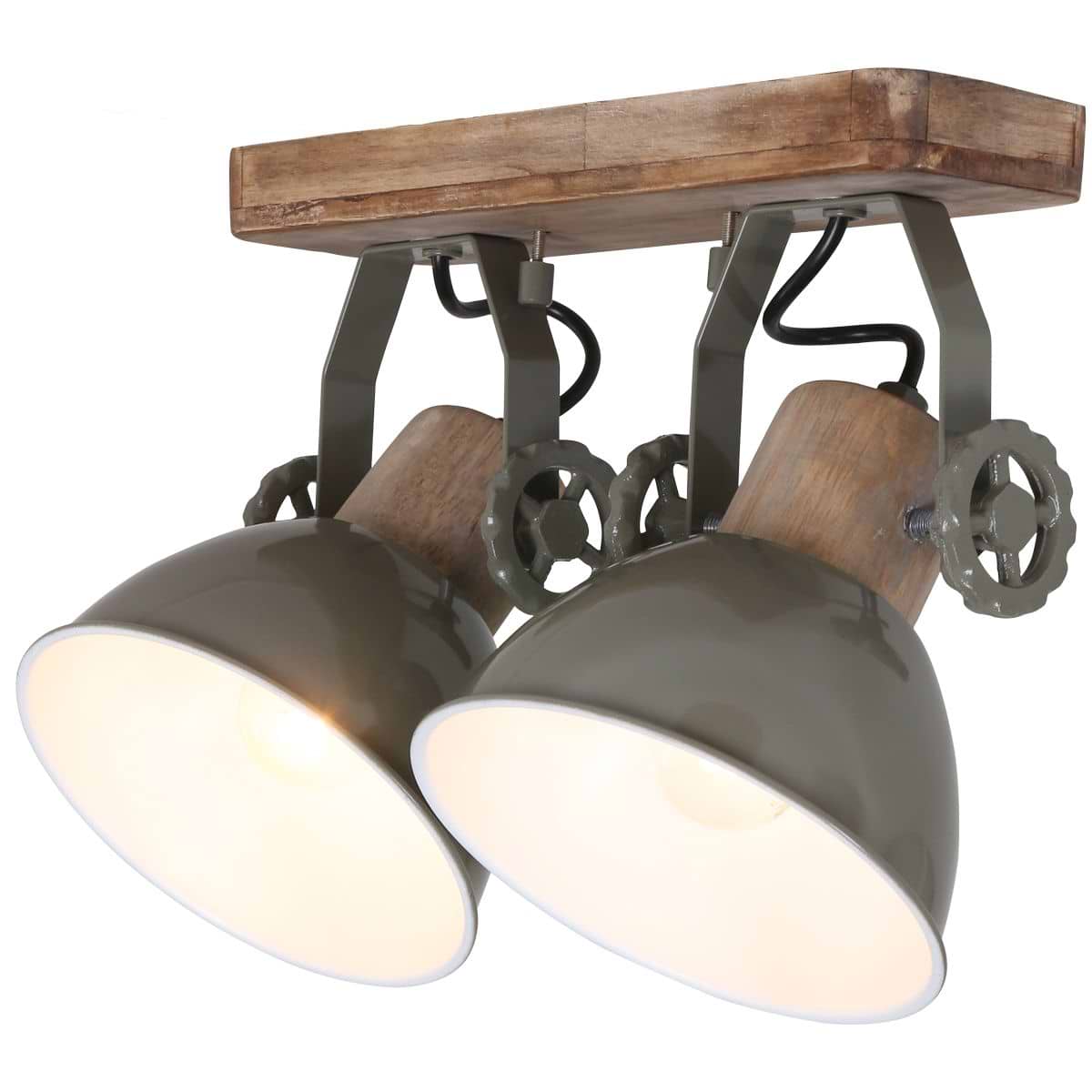 Spot 2-lichts, opbouw, landelijk, industrieel, plafondspots, Spot 2-lichts E27 MEXLITE STEINHAUER, 7969G, Industriële plafondlamp, Spots, Mexlite, Gearwood spot, Trendy, Groen - Afbeelding 12
