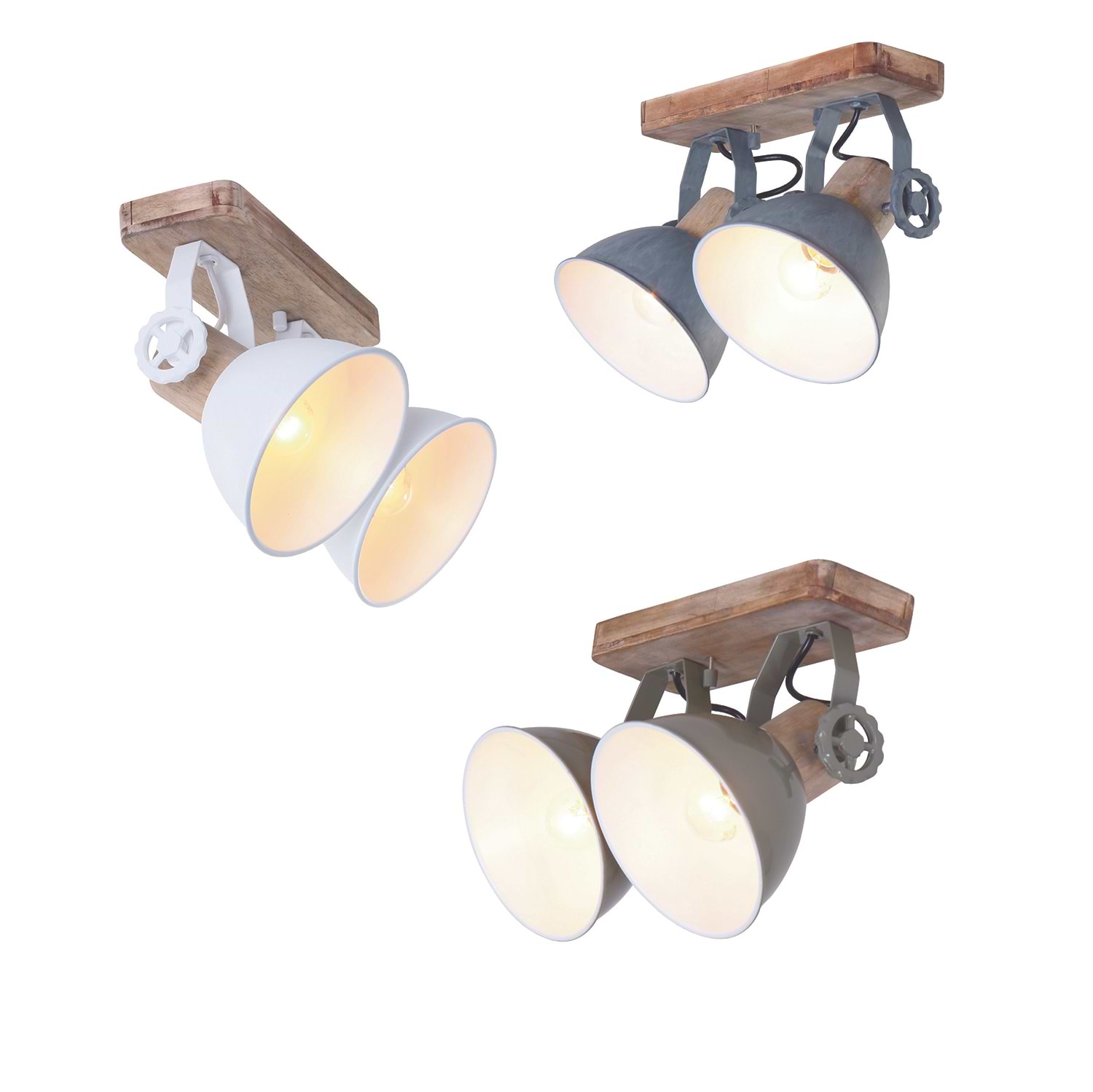 Spot 2-lichts - opbouw - landelijk - industrieel - plafondspots - Spot 2-lichts E27 MEXLITE STEINHAUER - 7969G - Industriële plafondlamp - Spots - Mexlite - Gearwood spot - Trendy - Groen