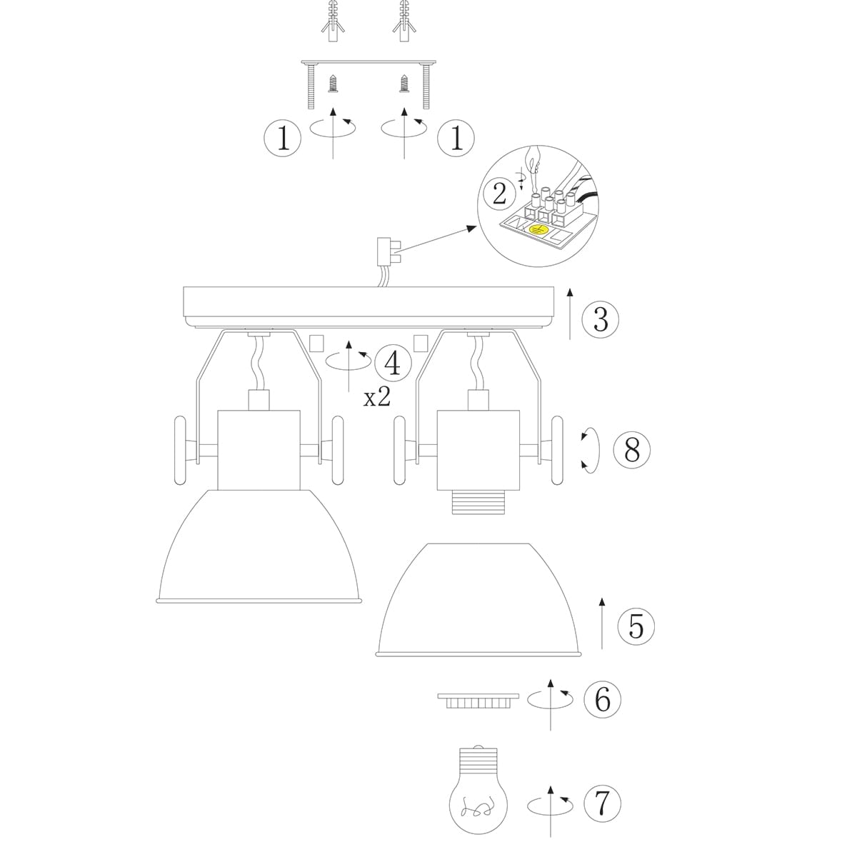 Spot 2-lichts, opbouw, landelijk, industrieel, plafondspots, Spot 2-lichts E27 MEXLITE STEINHAUER, 7969G, Industriële plafondlamp, Spots, Mexlite, Gearwood spot, Trendy, Groen - Afbeelding 9