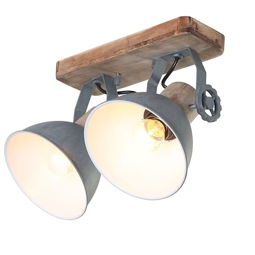 Spot 2-lichts - opbouw - landelijk - industrieel - plafondspots - Spot 2-lichts E27 MEXLITE STEINHAUER - 7969GR - Industriële plafondlamp - Spots - Mexlite - Gearwood spot - Trendy - Grijs