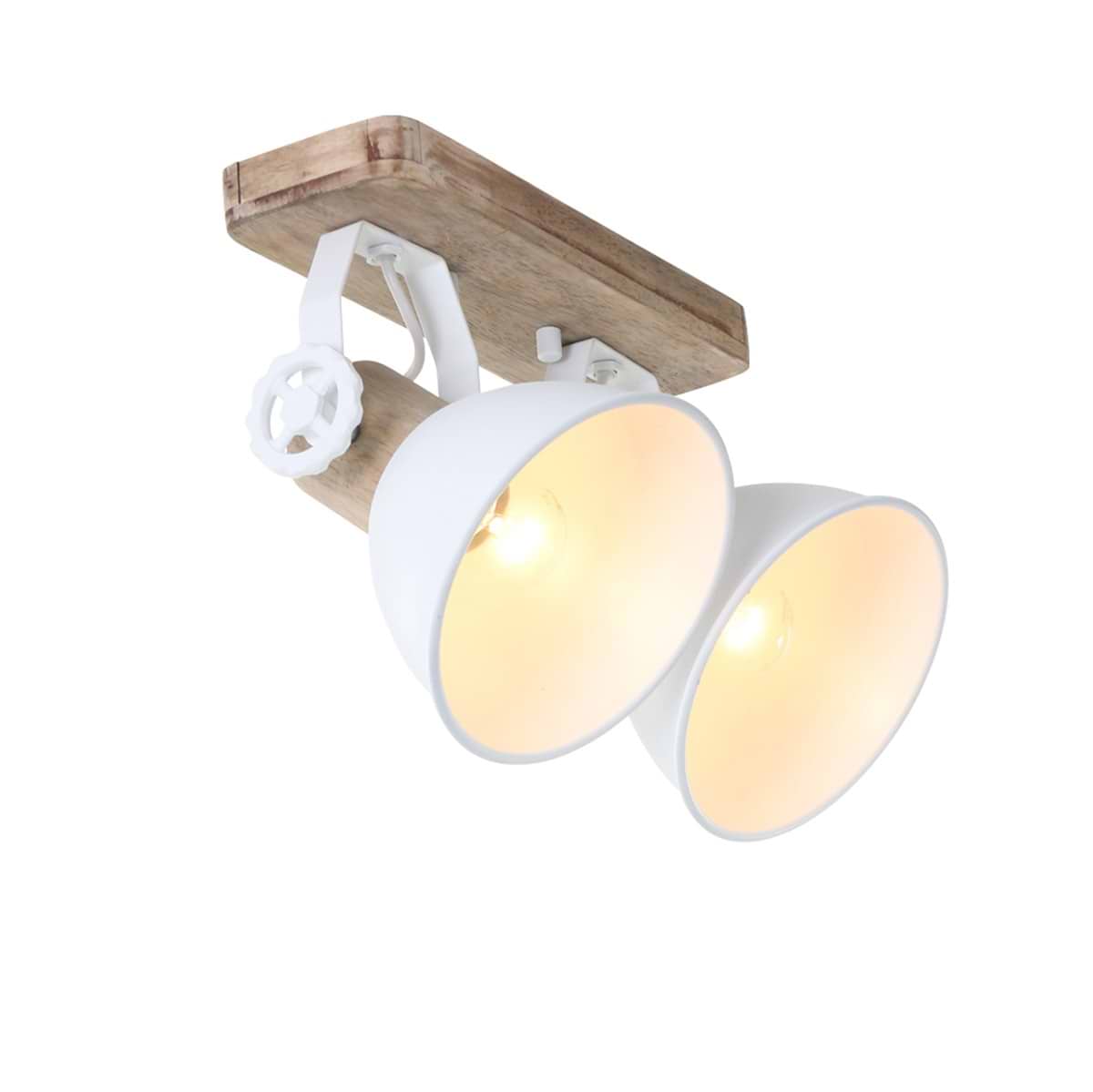 Spot 2-lichts - opbouw - landelijk - industrieel - plafondspots - Spot 2-lichts E27 MEXLITE STEINHAUER - 7969W - Industriële plafondlamp - Spots - Mexlite - Gearwood spot - Trendy - Wit