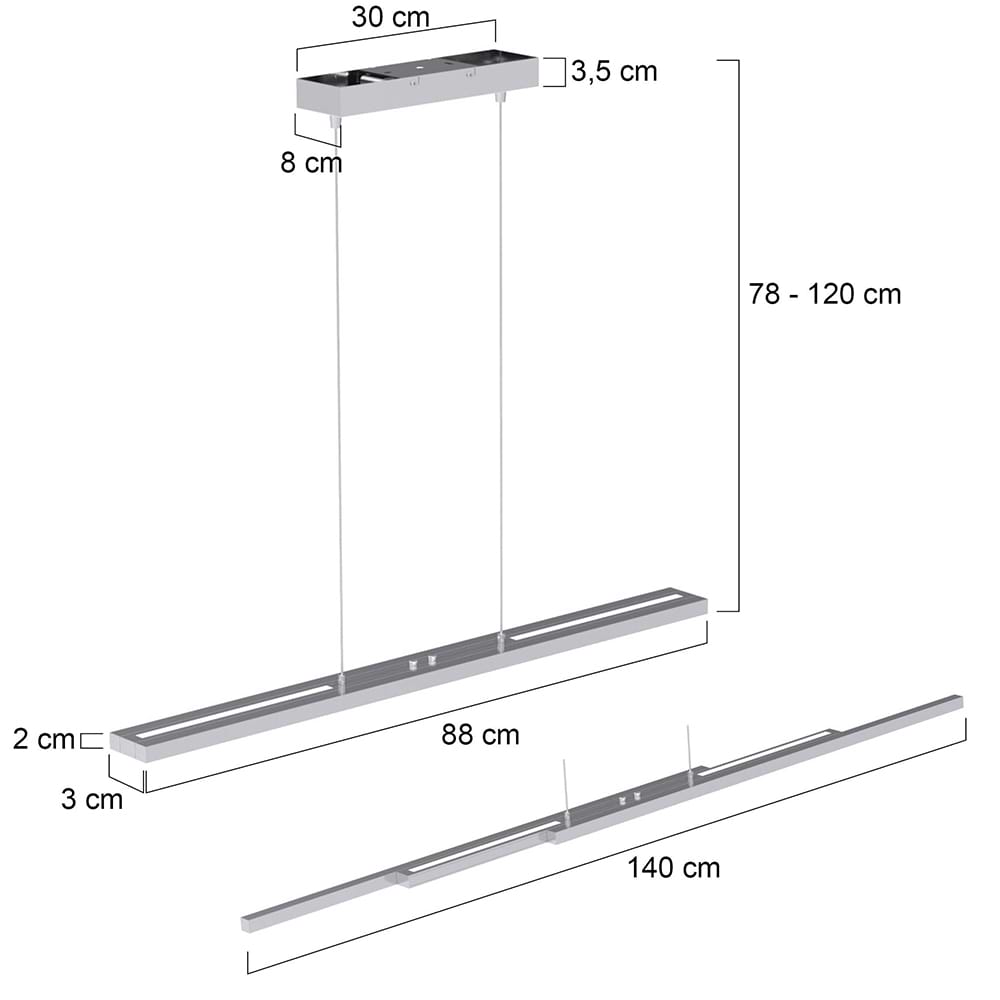 Hanglamp Motion LED STEINHAUER, 7970ST, Hanglamp- Steinhauer- Zelena Motion- Modern- Staal  staal geborsteld- - Afbeelding 7