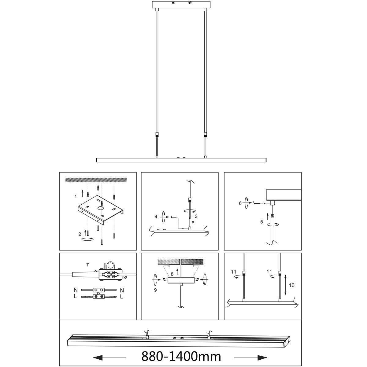 Hanglamp Motion LED STEINHAUER, 7970ST, Hanglamp- Steinhauer- Zelena Motion- Modern- Staal  staal geborsteld- - Afbeelding 9