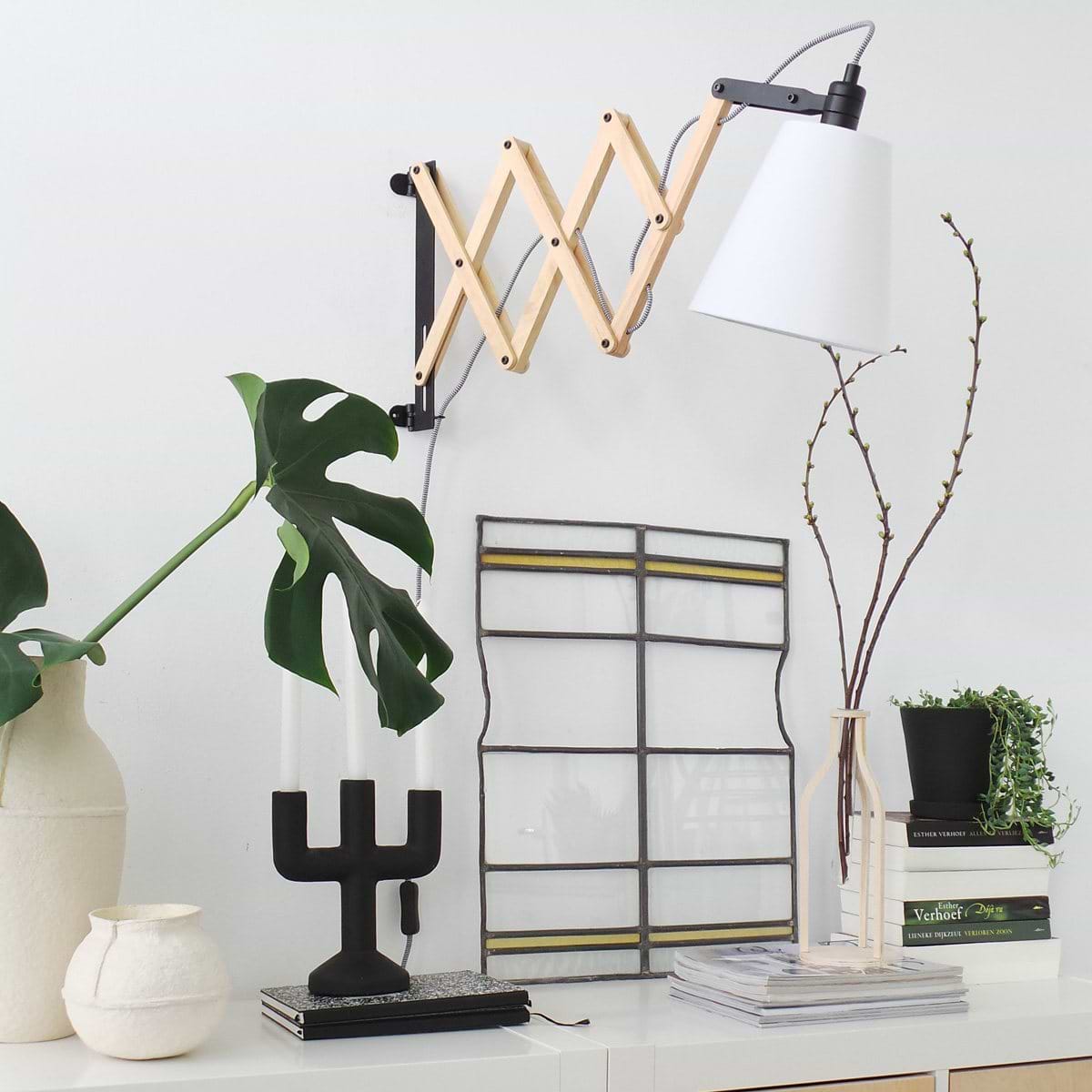 Wandlamp - Bureaulamp - Industrieel - 1-lichts. Schaar Hout MEXLITE - STEINHAUER