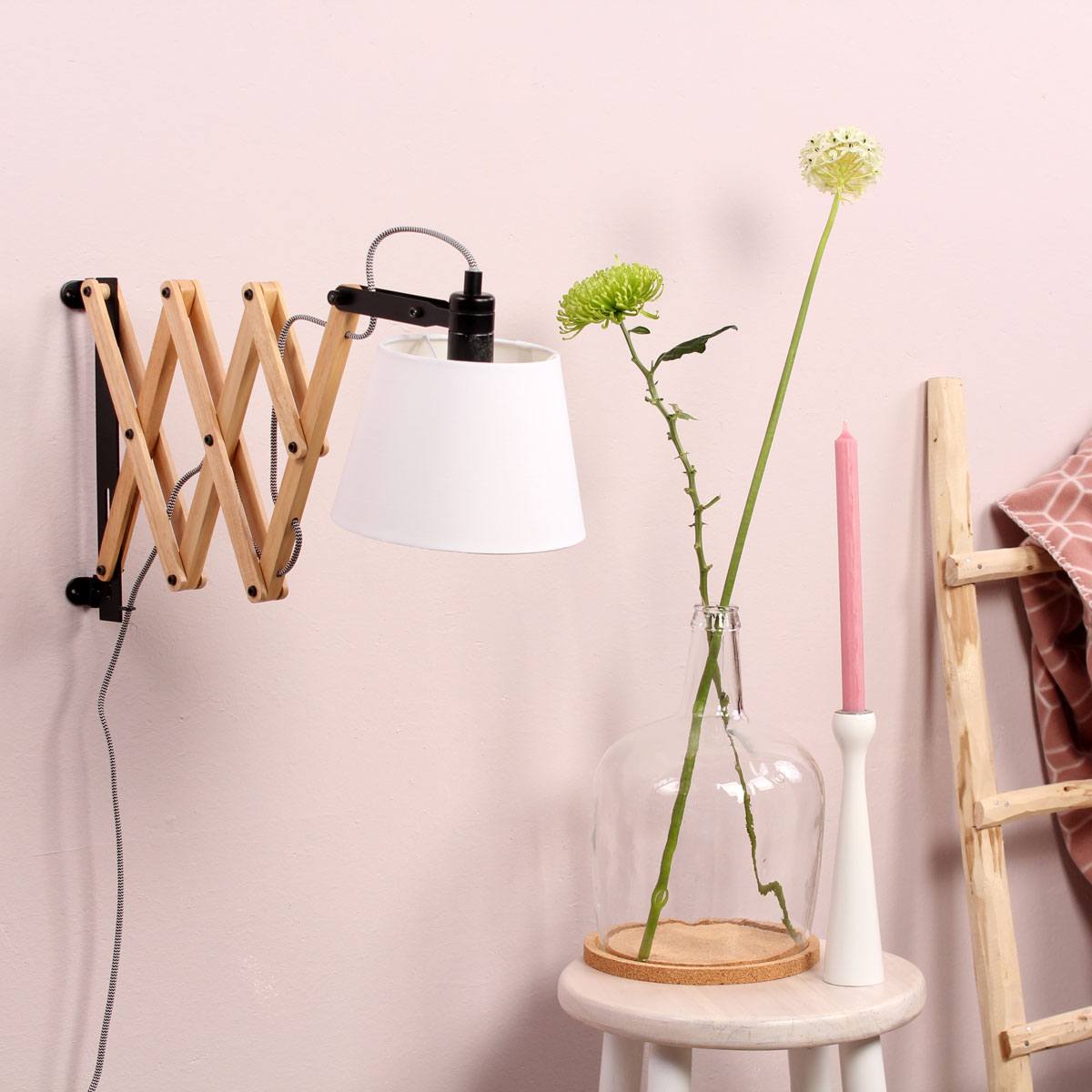 Wandlamp - Bureaulamp - Industrieel - 1-lichts. Schaar Hout MEXLITE - STEINHAUER