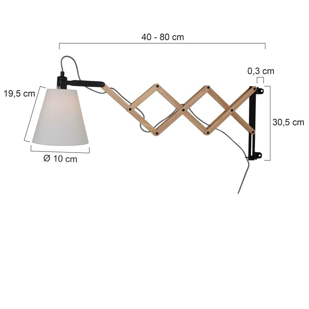 Wandlamp, Bureaulamp, Industrieel, 1-lichts. Schaar Hout MEXLITE, STEINHAUER - Afbeelding 8