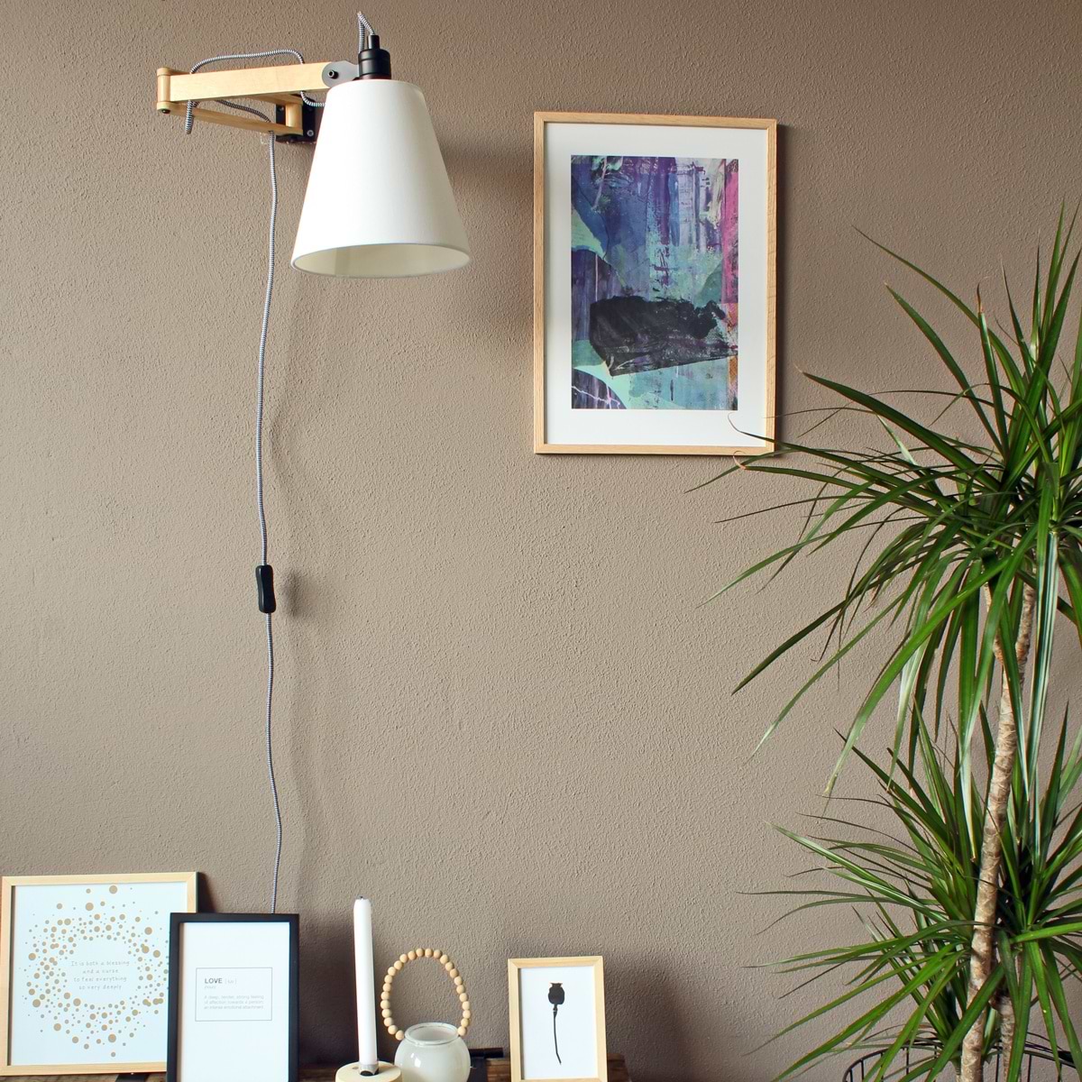 Wandlamp - Bureaulamp - Industrieel - 1-lichts. Zwenk Hout MEXLITE - STEINHAUER