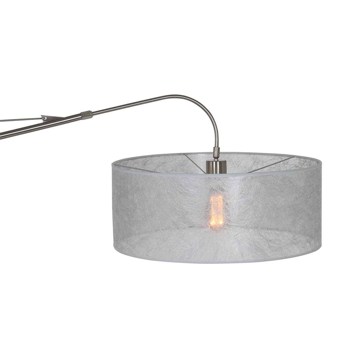 Wandlamp - leeslamp - Gramineus 9724 staal - kap linnen grijs STEINHAUER