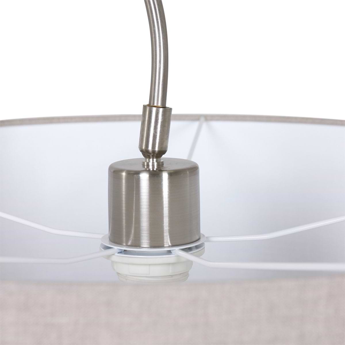 Vloerlamp 1-lichts boog (armatuur) 7268+Kap 45*40*28 rond Be27 linnen wit - STEINHAUER