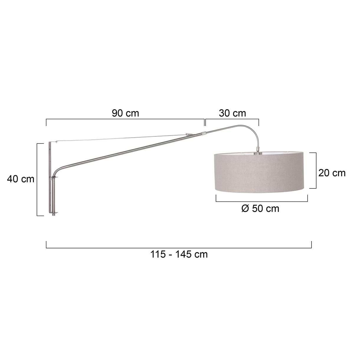 Vloerlamp 1-lichts boog (armatuur) 7268+Kap 45*40*28 rond Be27 linnen wit - STEINHAUER