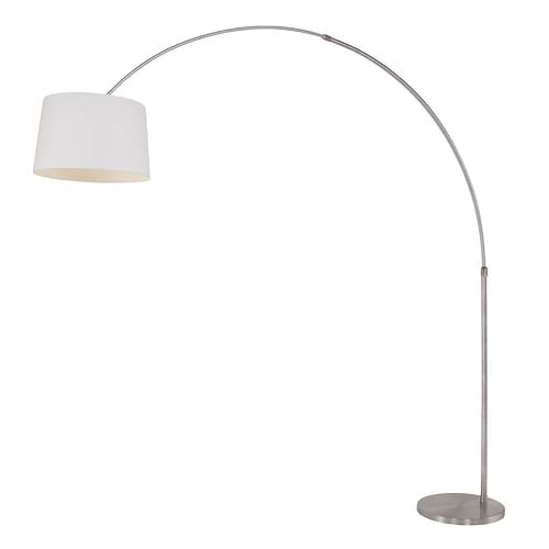 Vloerlamp Met Hoek Gramineus 9882ST Staal - Witte kap STEINHAUER