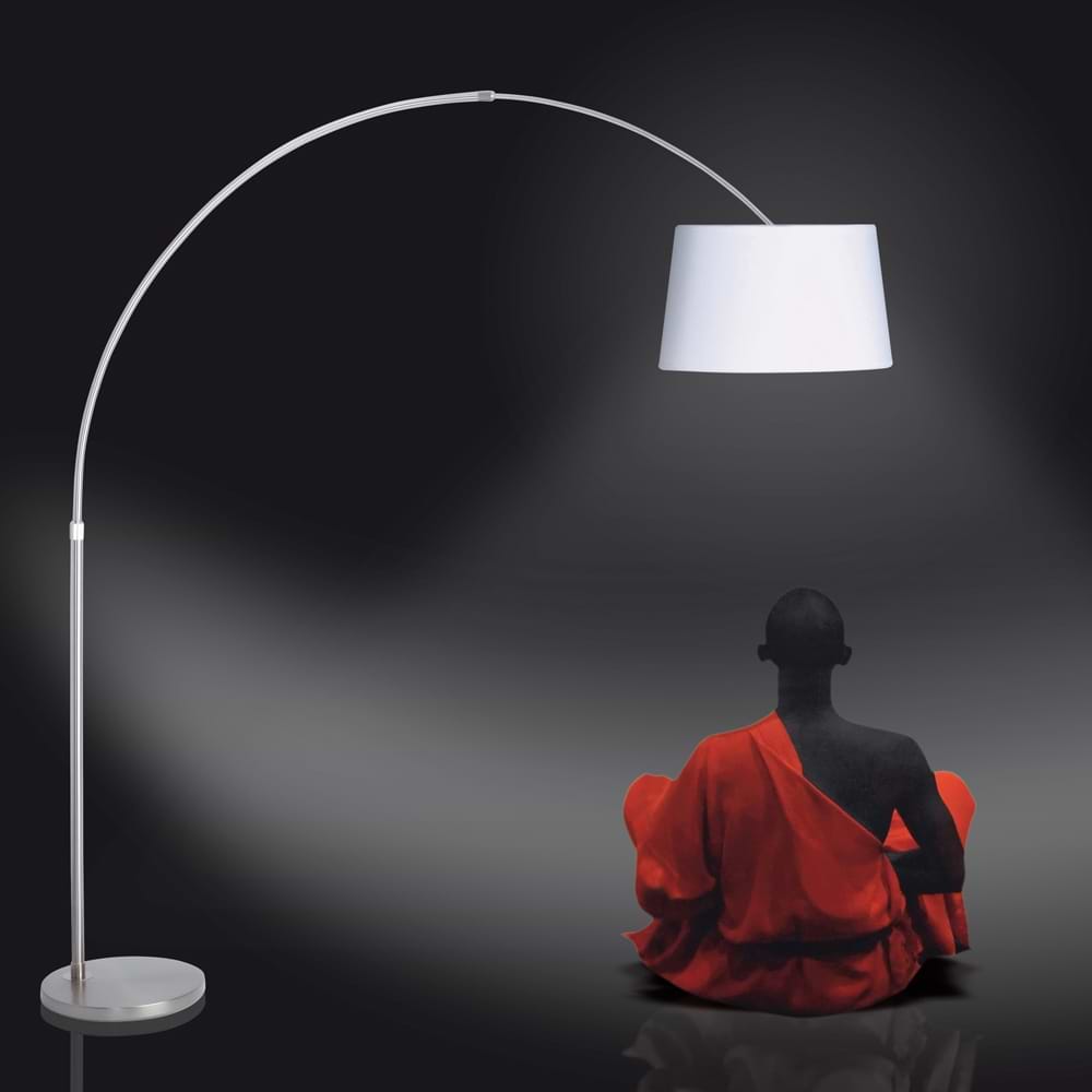 Vloerlamp Met Hoek Gramineus 9882ST Staal - Witte kap STEINHAUER