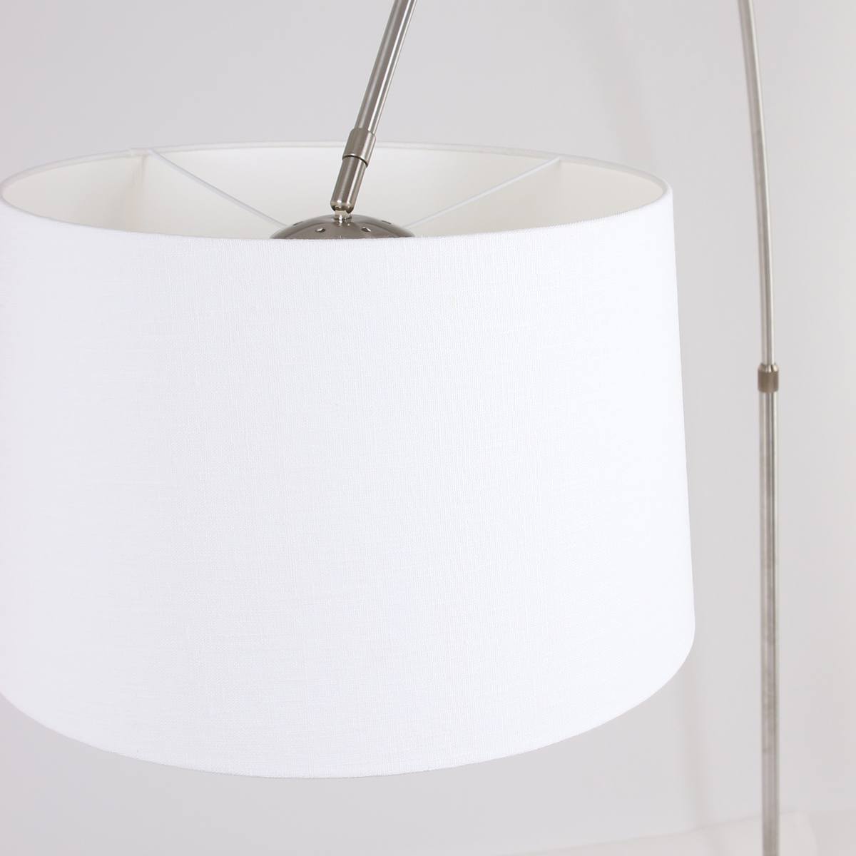 Vloerlamp Met Hoek Gramineus 9882ST Staal - Witte kap STEINHAUER