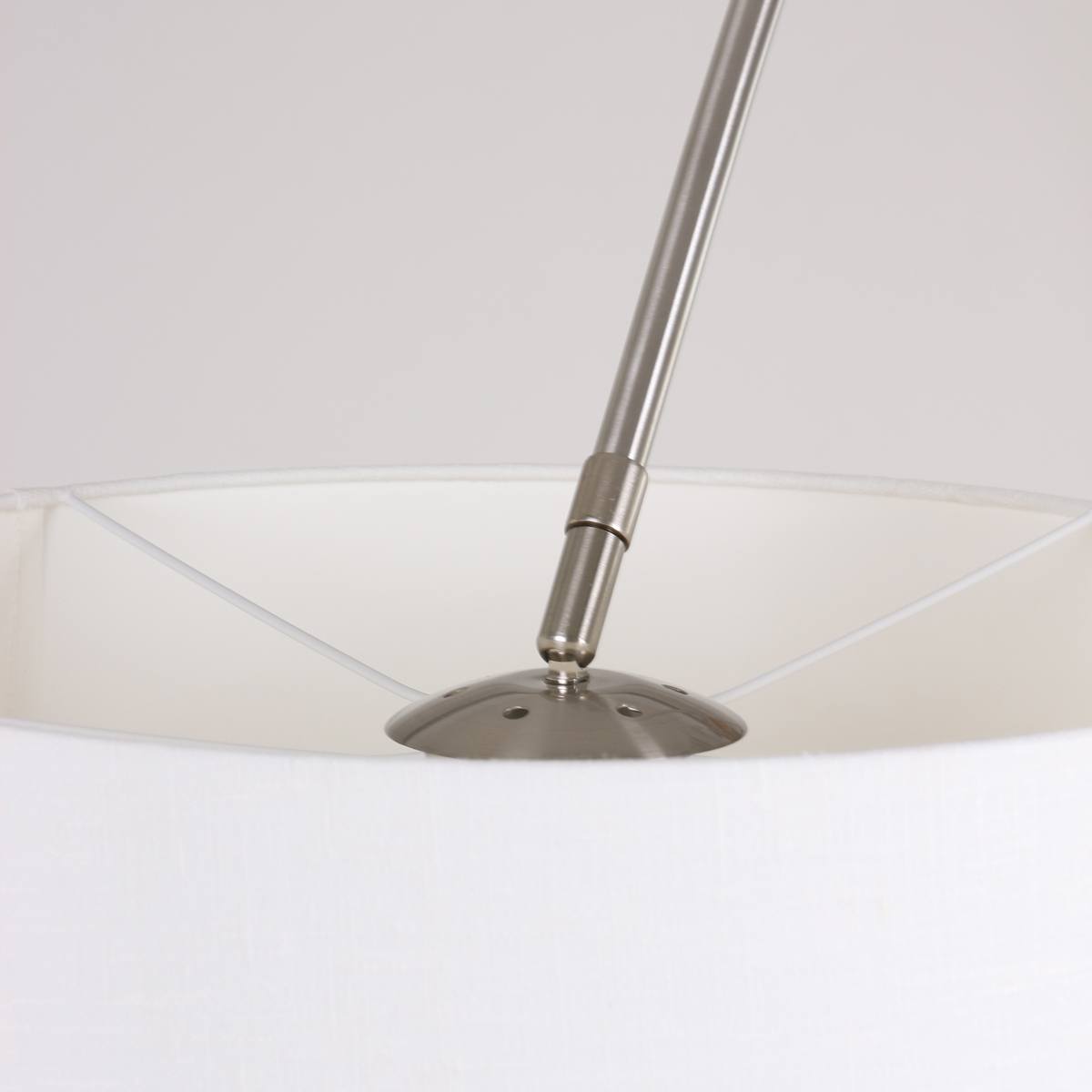 Vloerlamp Met Hoek Gramineus 9882ST Staal - Witte kap STEINHAUER