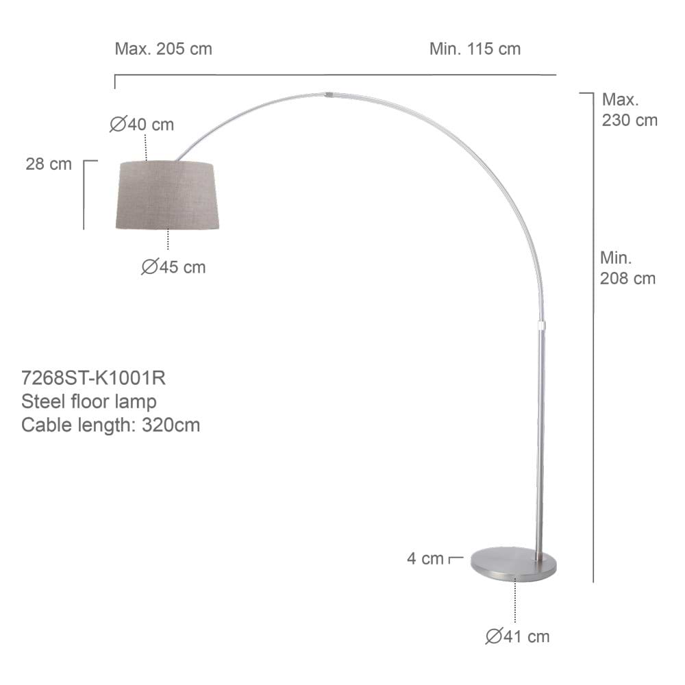 Vloerlamp Met Hoek Gramineus 9883ST staal, Zilveren Kap STEINHAUER - Afbeelding 6