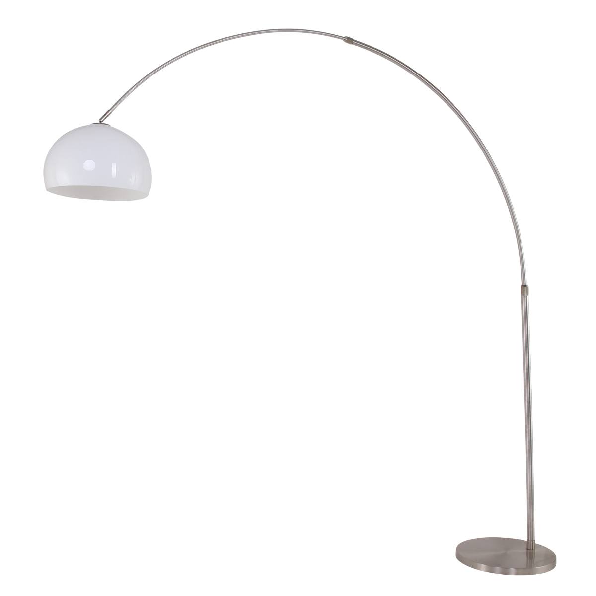 Vloerlamp Met Hoek Gramineus 9884ST Staal - Linnen Witte Kap STEINHAUER