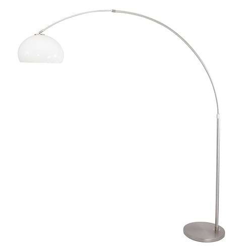 Vloerlamp Met Hoek Gramineus 9884ST Staal - Linnen Witte Kap STEINHAUER