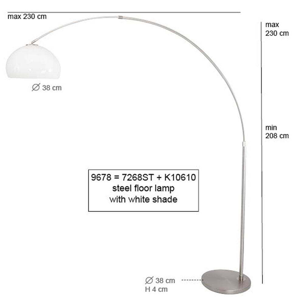 Vloerlamp Met Hoek Gramineus 9884ST Staal, Linnen Witte Kap STEINHAUER - Afbeelding 7