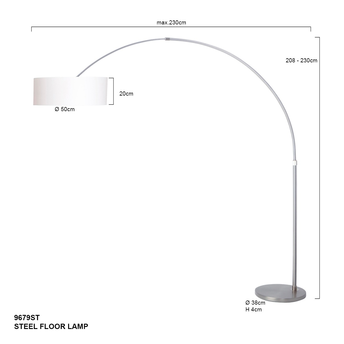 Vloerlamp Met Hoek Gramineus 9885ST Staal, Grijze Linnen Kap STEINHAUER - Afbeelding 4